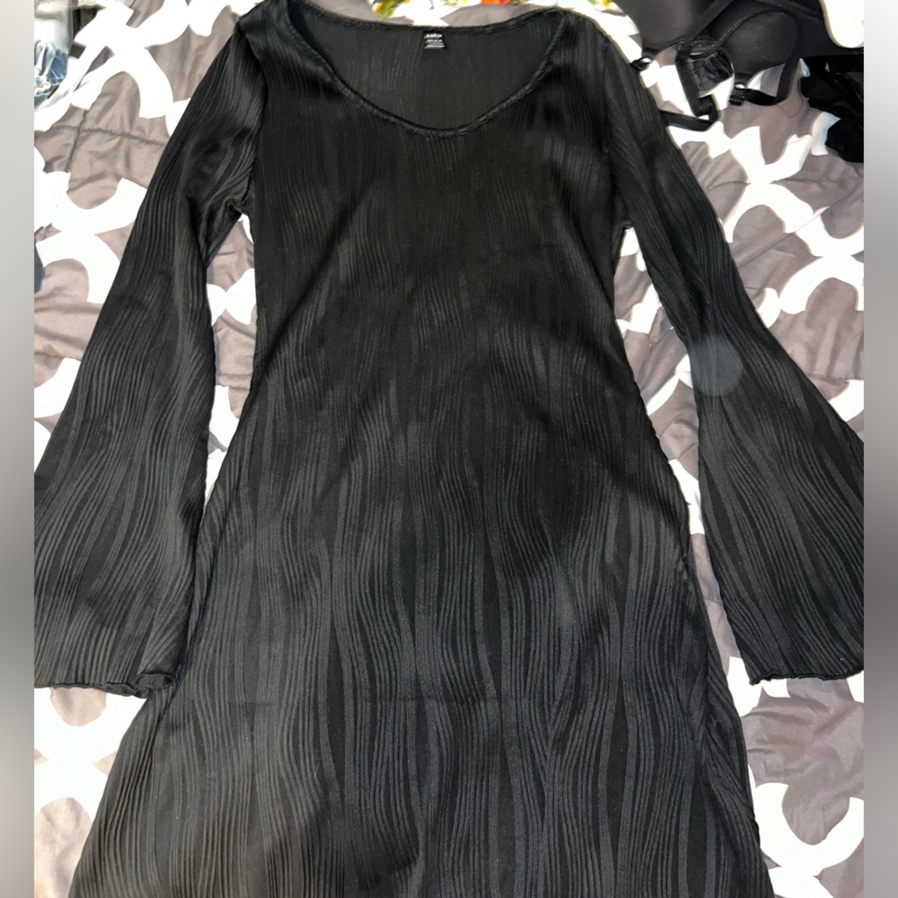 70s style black mini dress